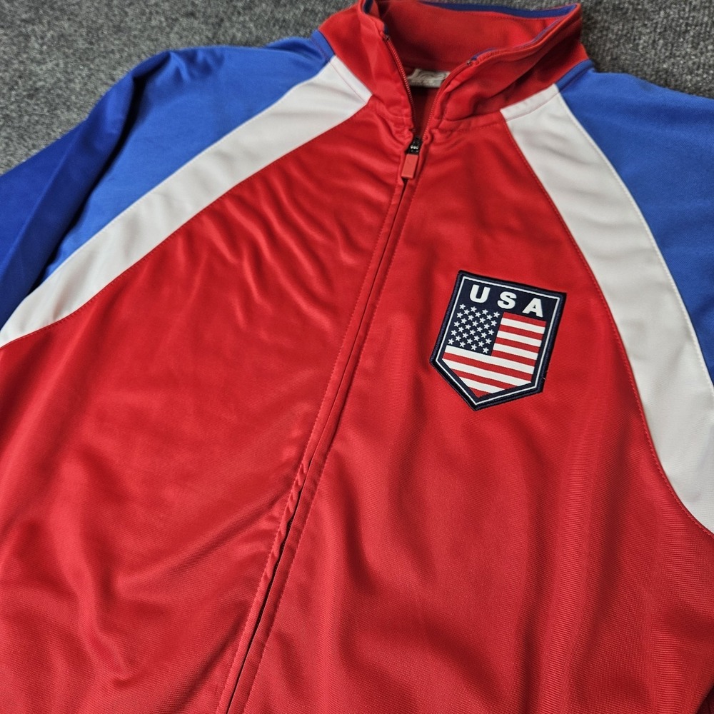 Rhinox USA Soccer Track Jacket Size Large Officially Licensed Red White Blue